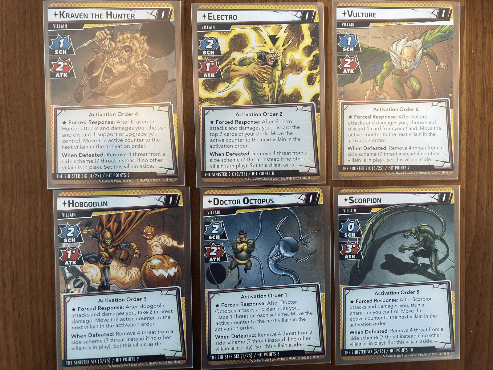the Sinister Six villain cards