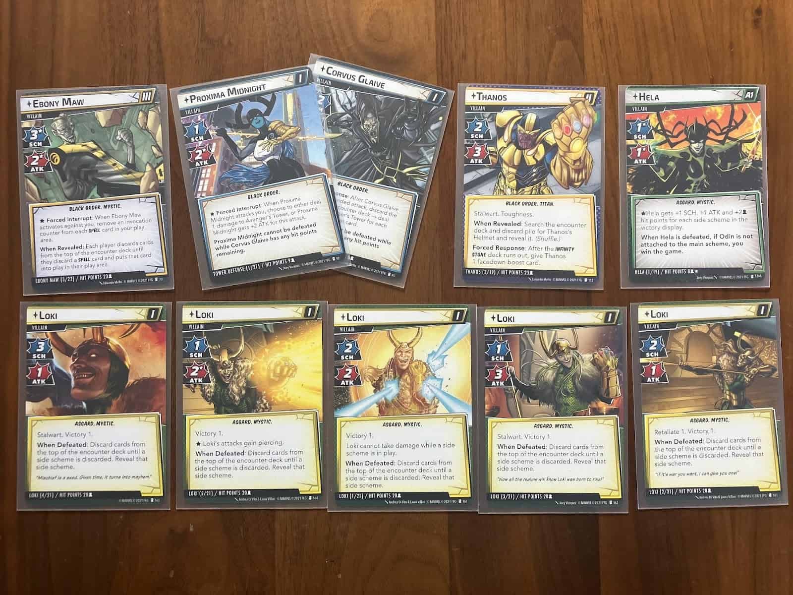 Villain cards for the Mad Titan's Shadow
