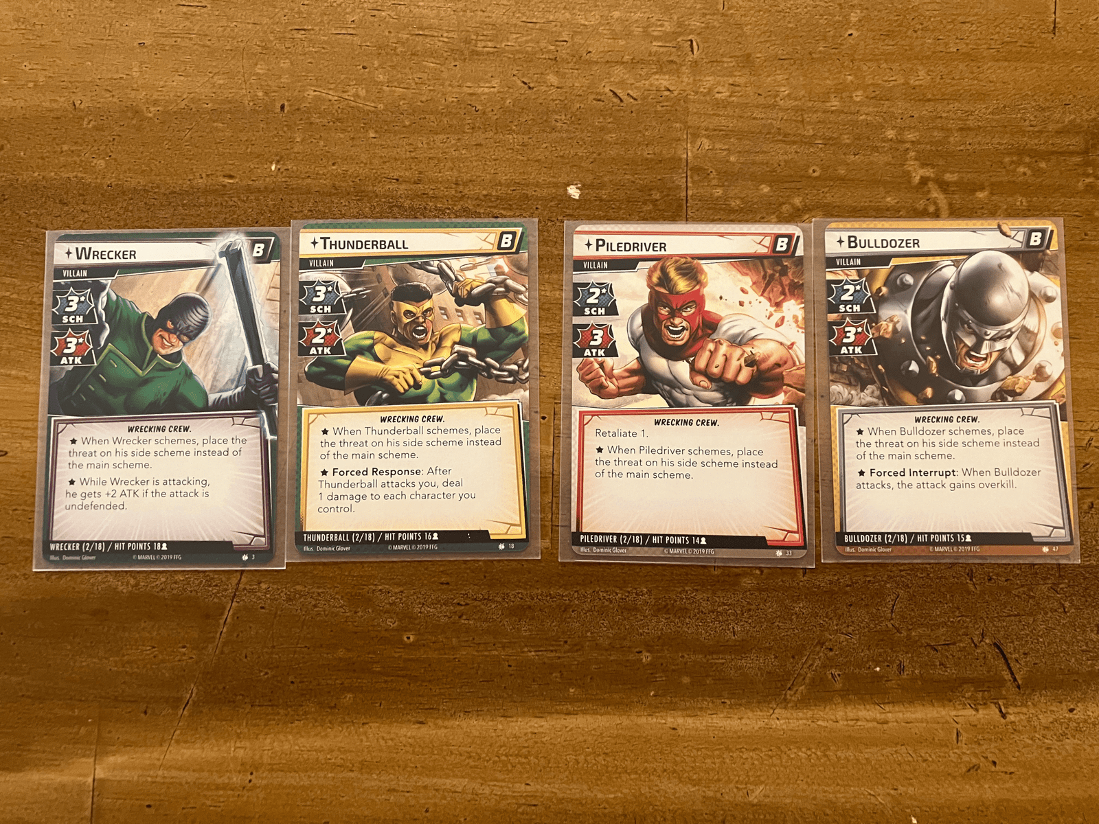 The Wrecking Crew members, the four villain cards