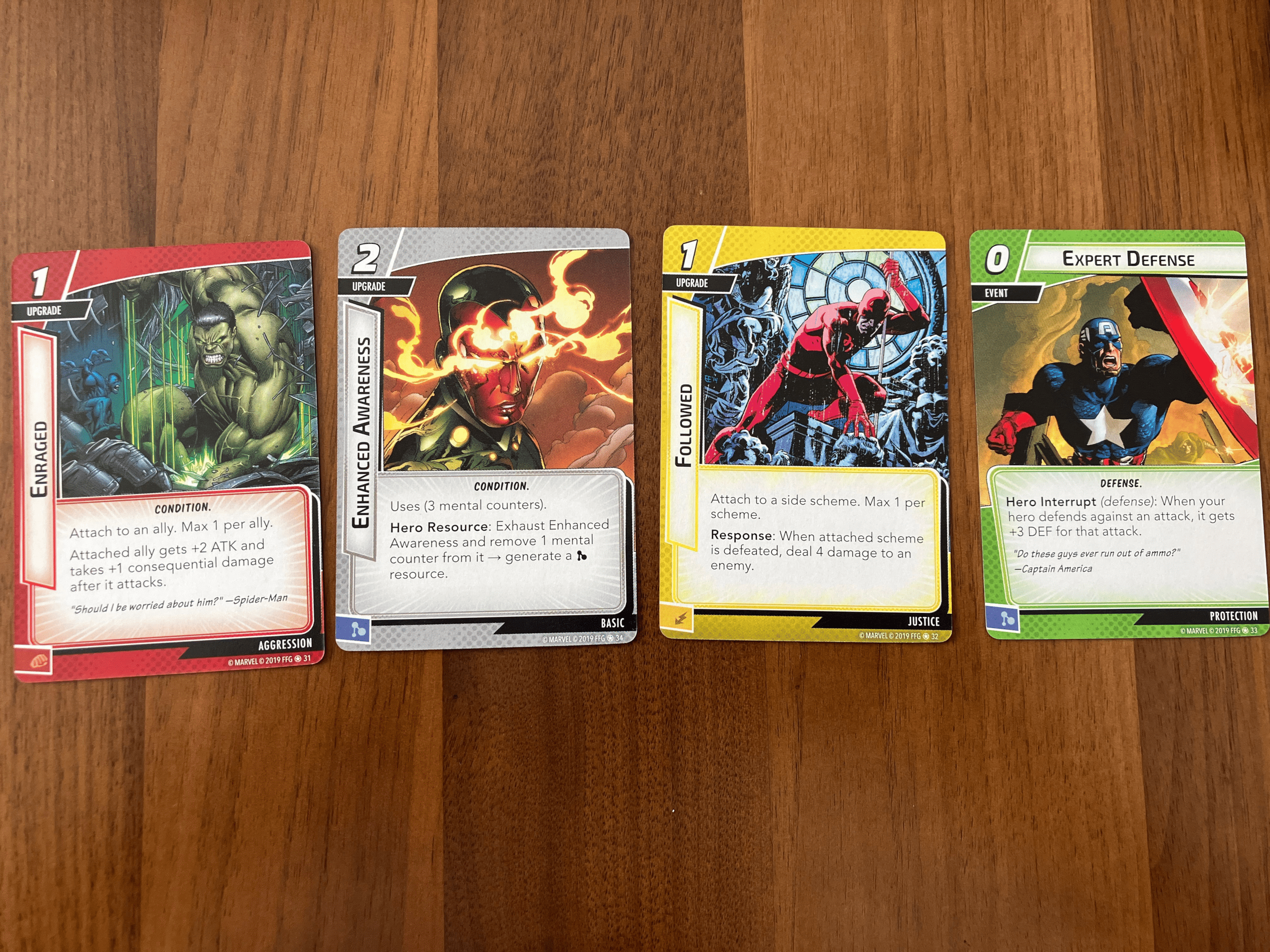 Aspect cards from the Captain America Pack