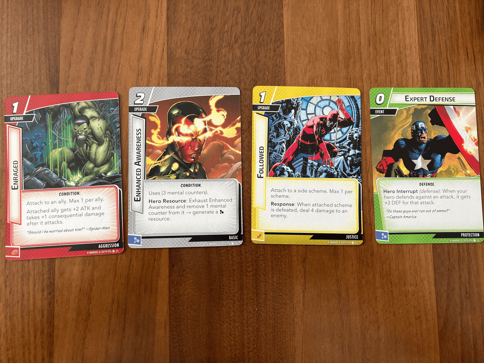 Aspect cards from the Captain America Pack