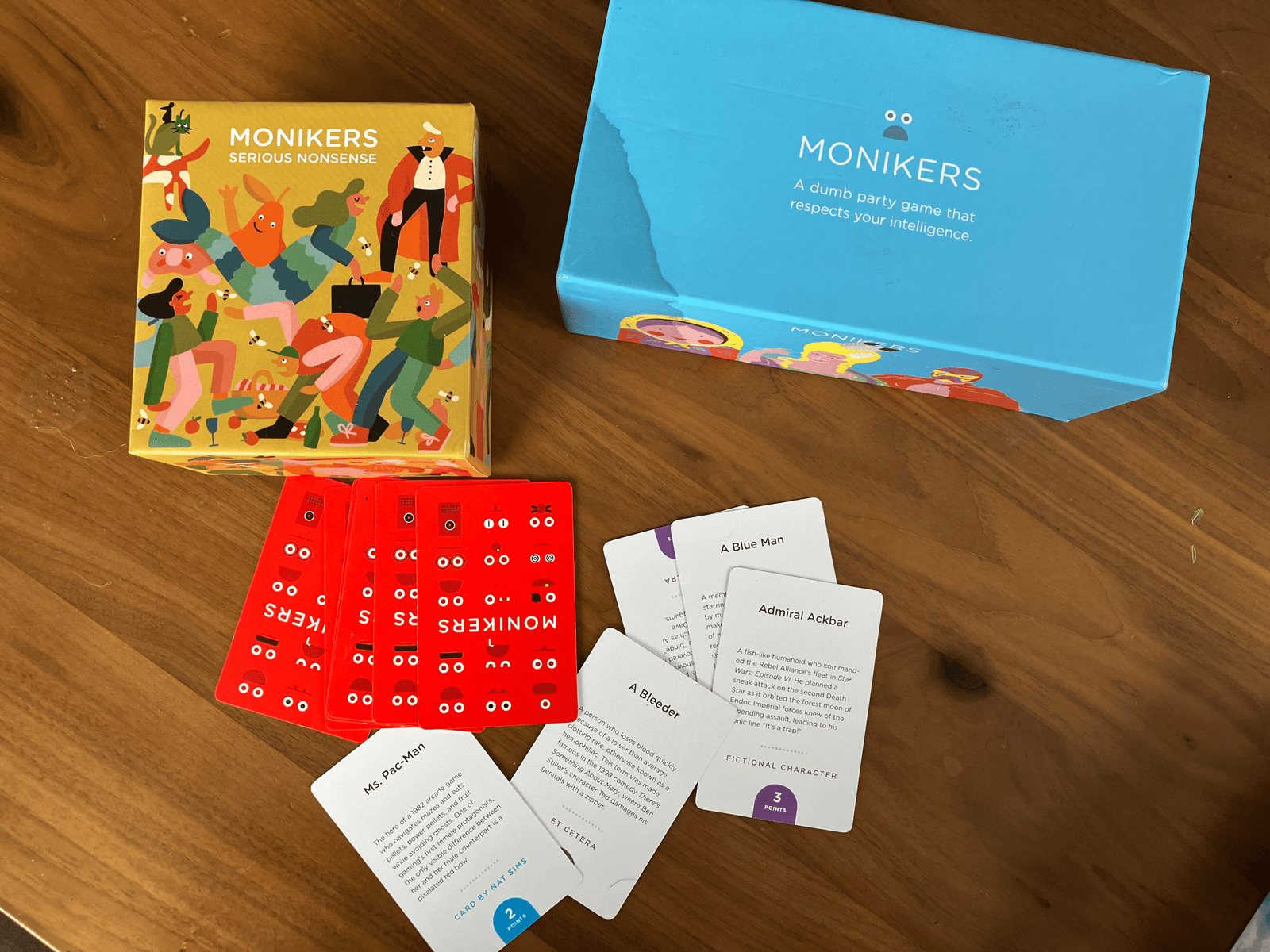 Best Party Games - monikers boxes and components