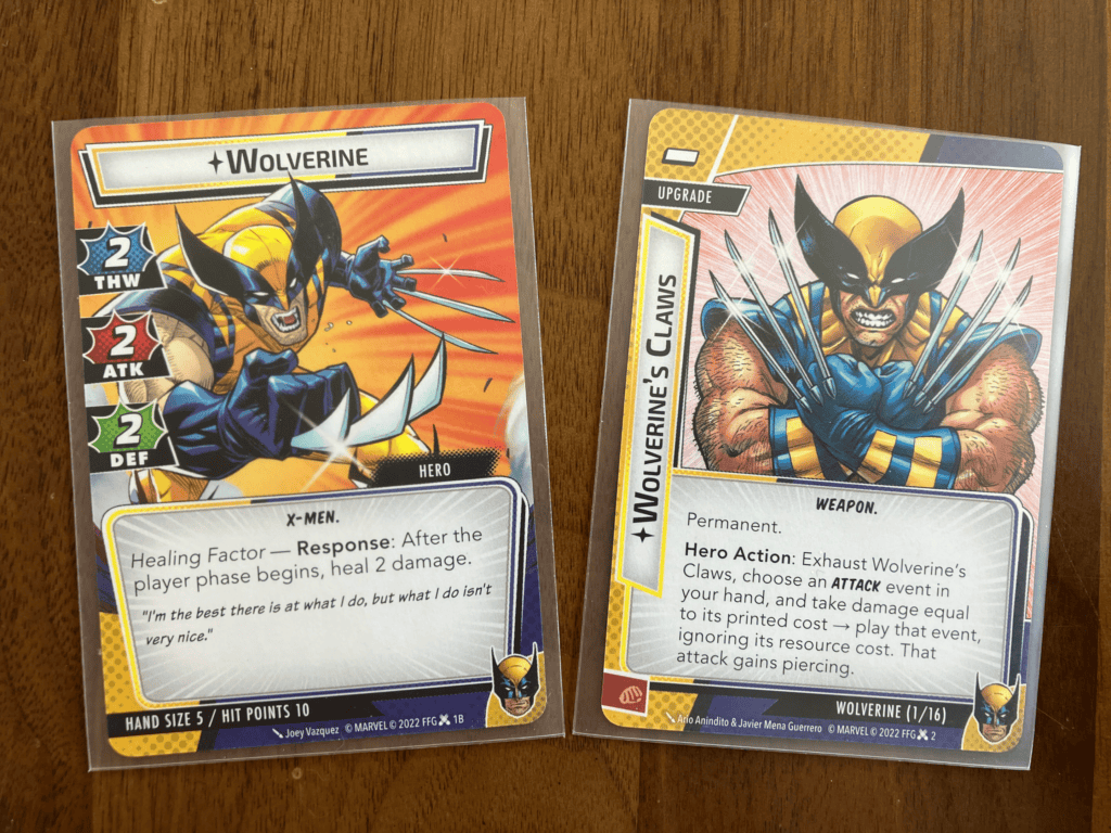 Wolverine hero card and claws card