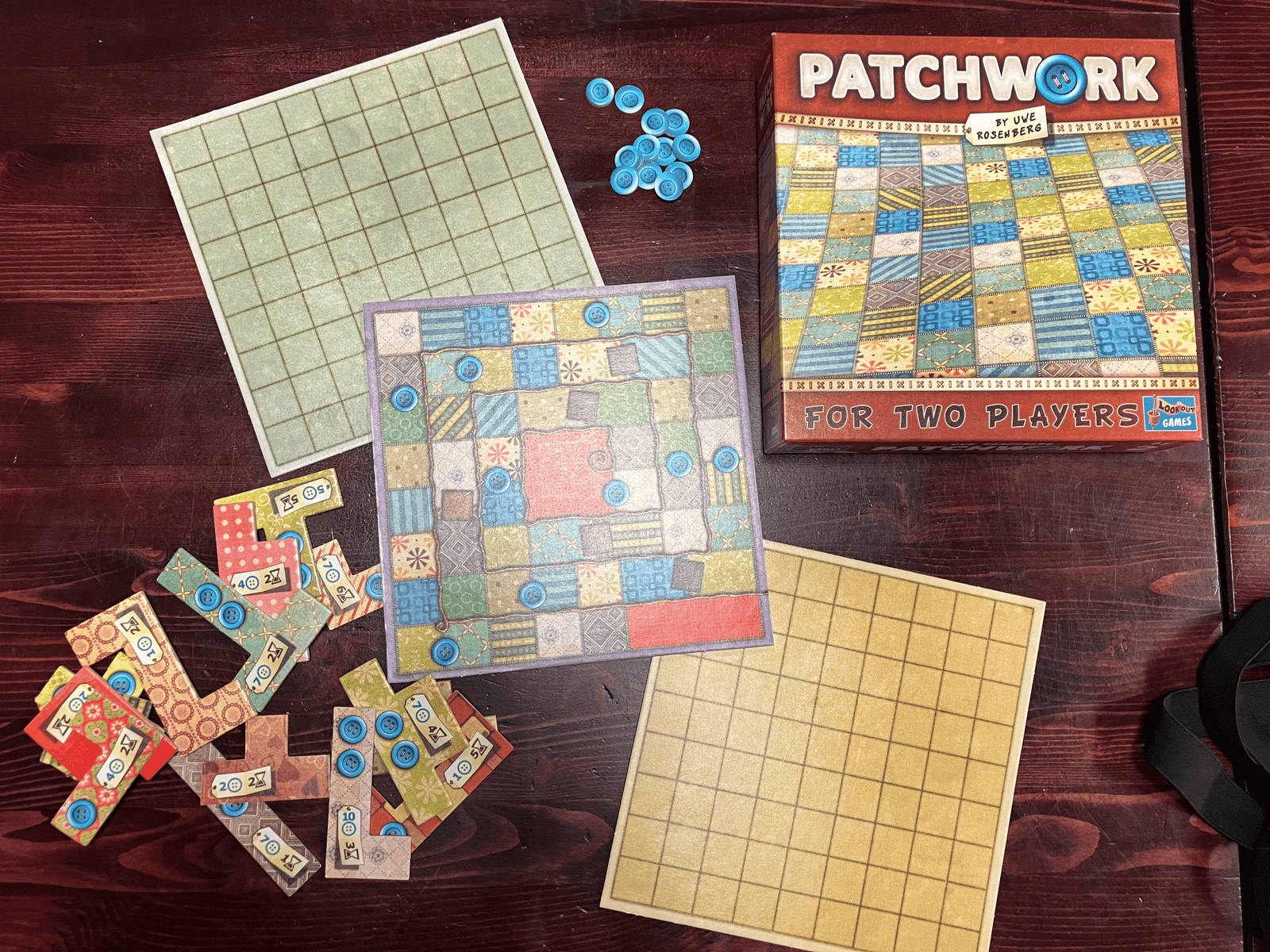 Patchwork game box and components