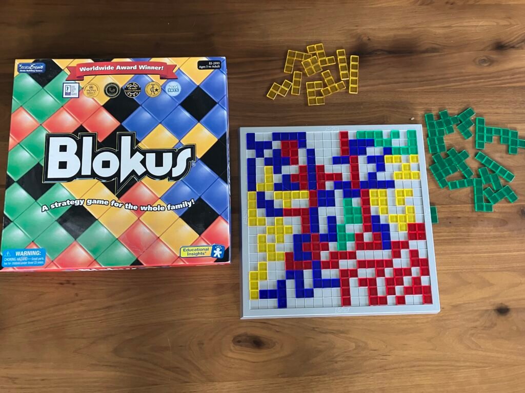 blokus game box and components