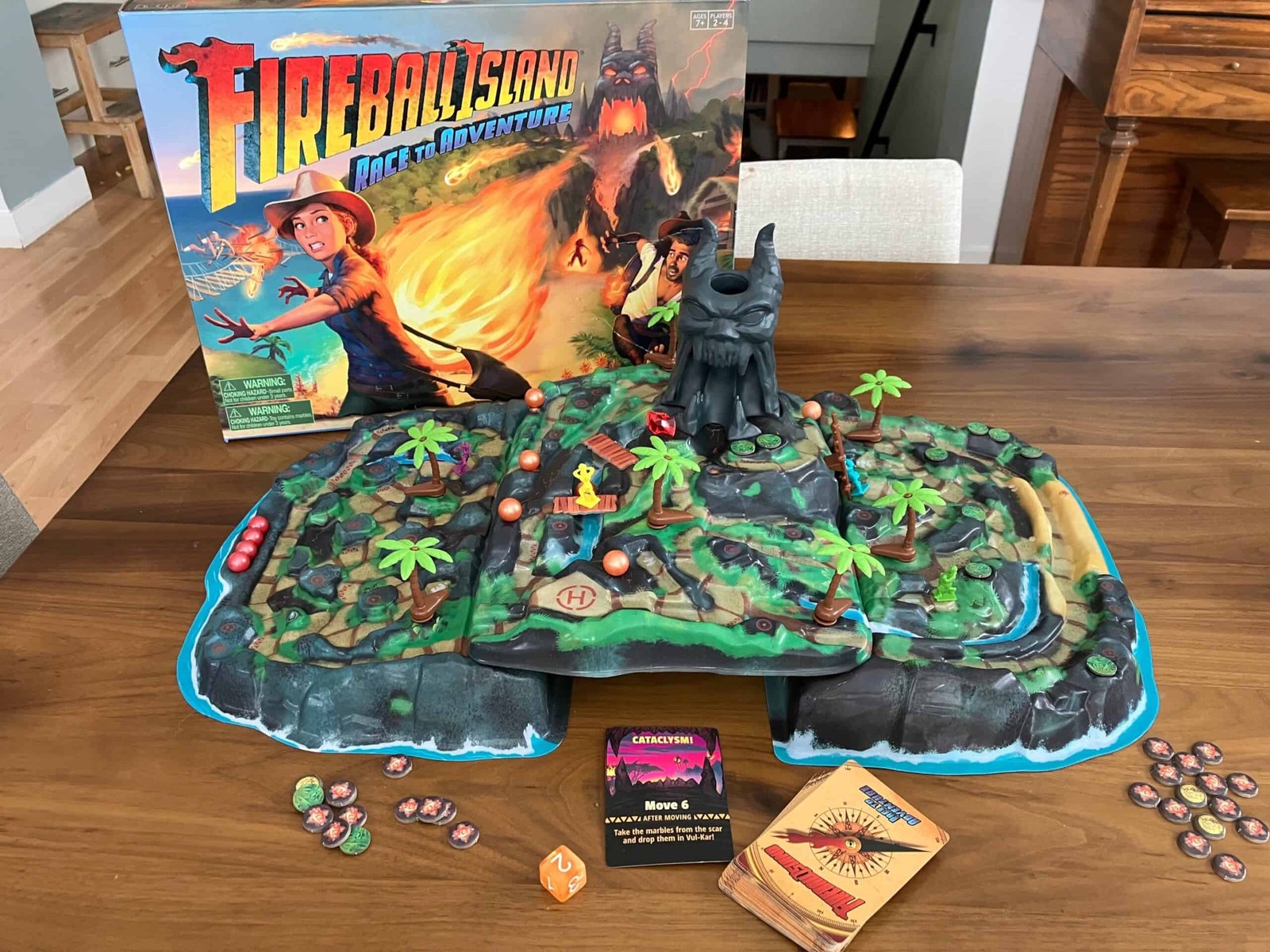 Fireball Isalnd Race to Adventure components and game box