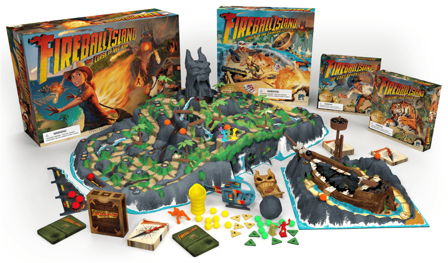 All expansions for Frieball island, boxes and components laid out