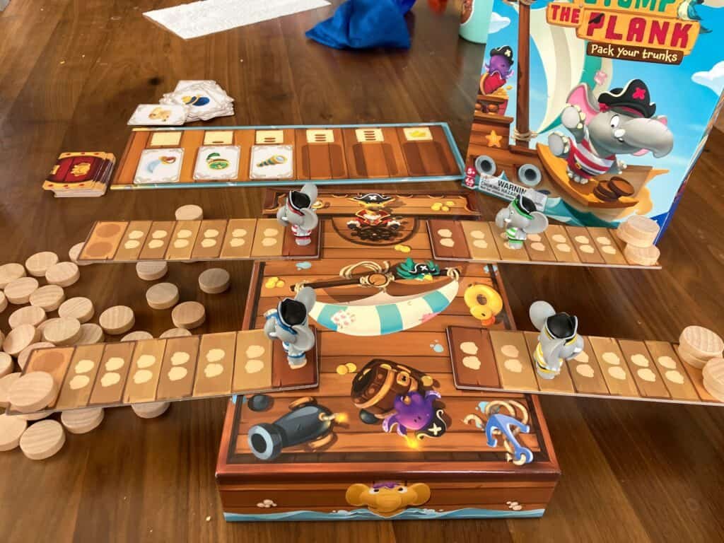 A game of Stomp the Plank in progress featuring the pirate ship box