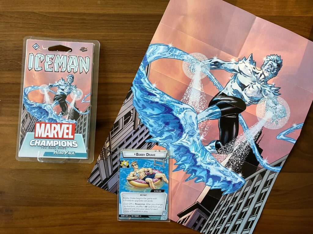 Iceman packaging, poster, and Bobby Drake alter ego card