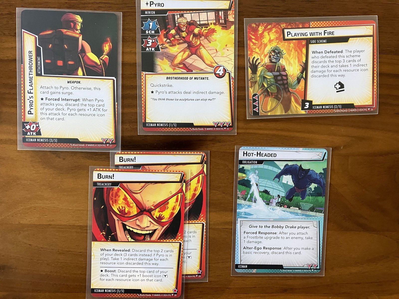 Iceman nemesis cards featuring Pyro
