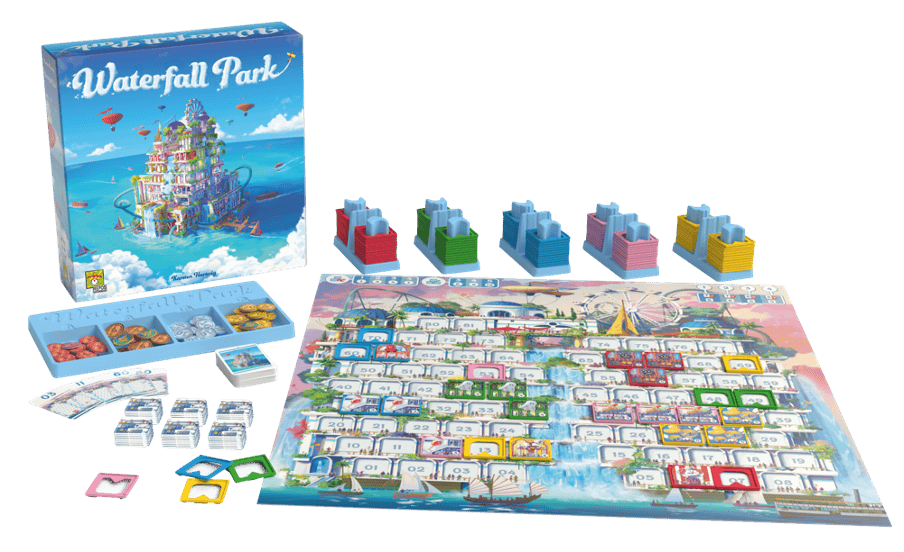 waterfall park game and components - team board games