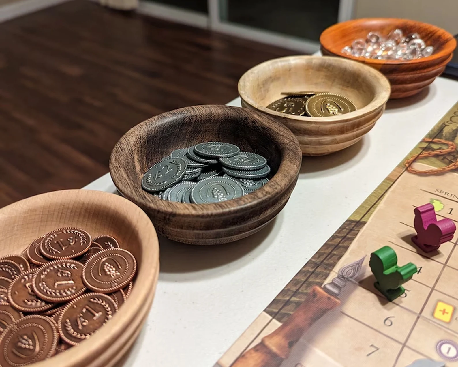 Board Game Bowl Bundle: Eight Luxury Wooden Component Bowls With One Travel Game Bag Adjustable Storage Layout Nested Bowl Design - Etsy