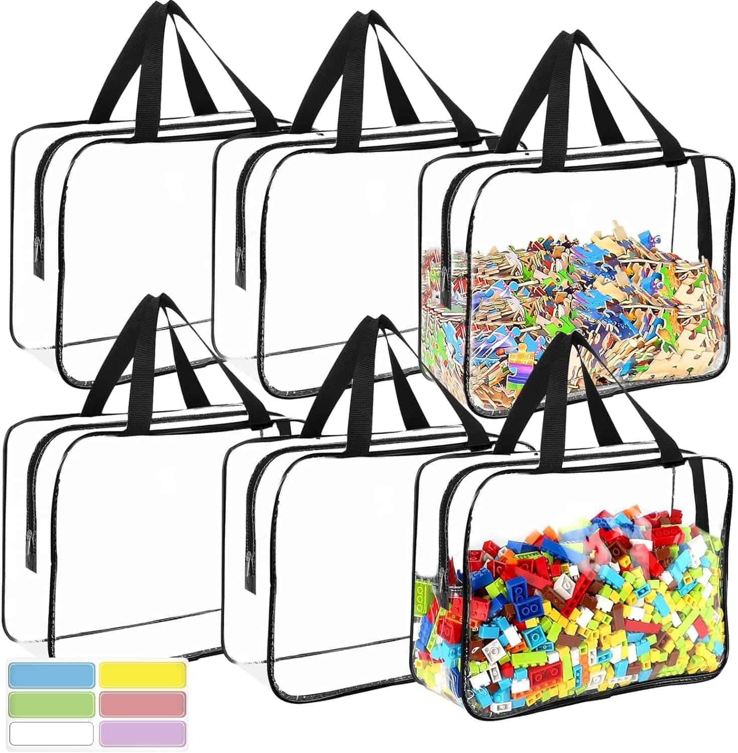 6-Pack Clear Zipper Bags for Games and Toys - board game plastic bags