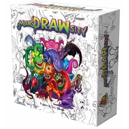 Deep Water Games MonsDRAWsity, Drawing Party Game Based on Verbal Description, Take Turns Describing & Drawing a Bizarre Monster - Be The Player Whose Drawing Most Closely Matches, 8+, 3-8 Players