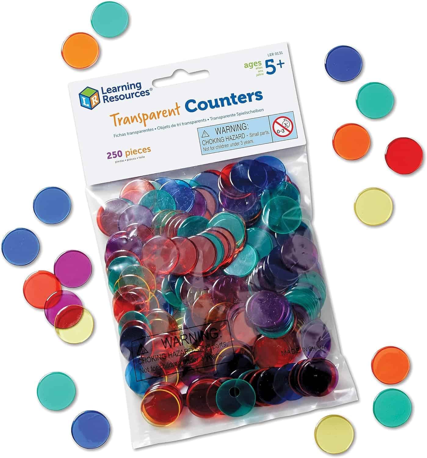 Learning Resources Transparent Colored Tokens – Set of 250