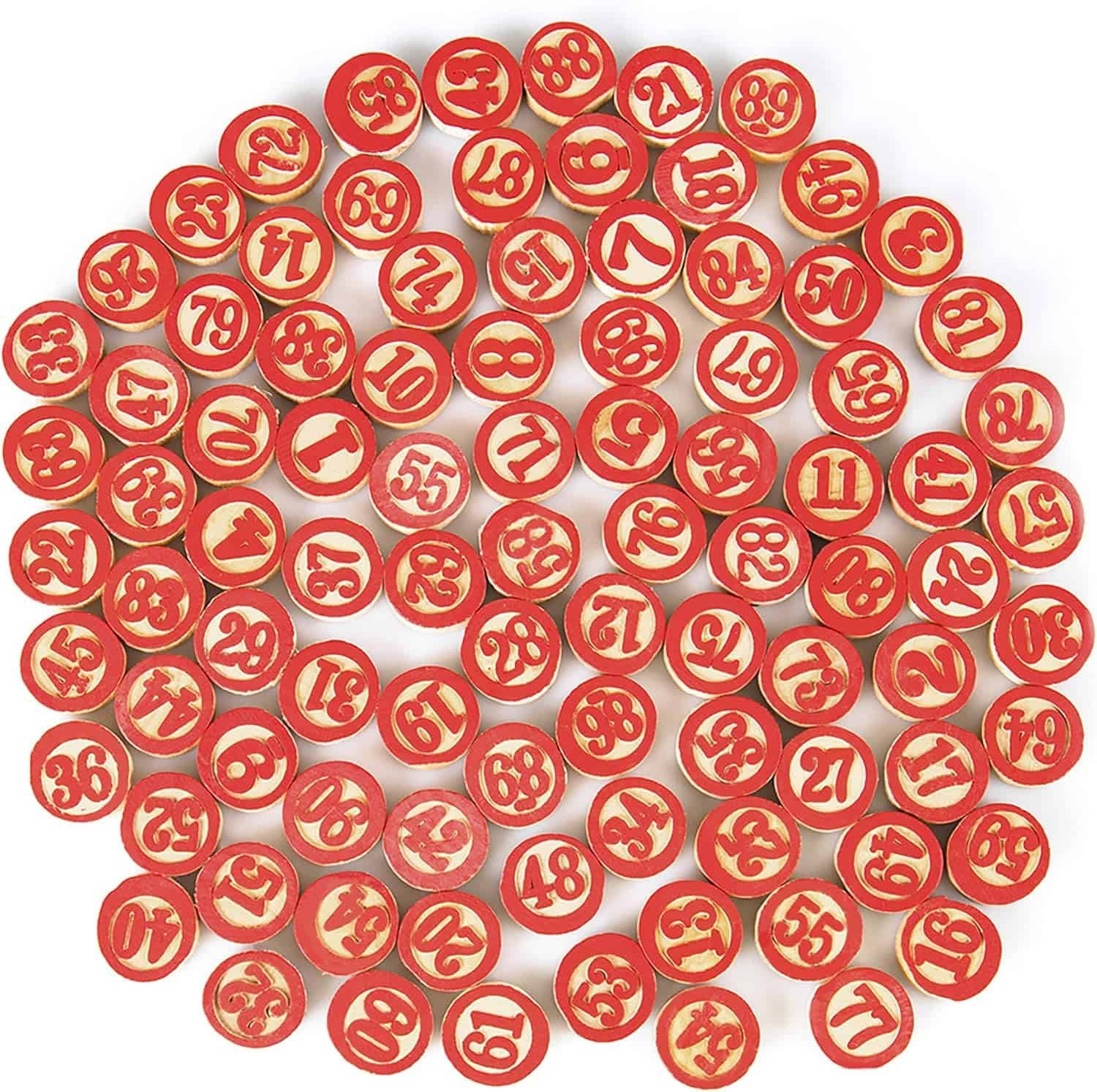 Vintage Style Numbered Wooden Game Tokens – Set of 90
